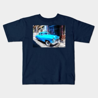 Mean Machine, Blue Car In Havana Kids T-Shirt